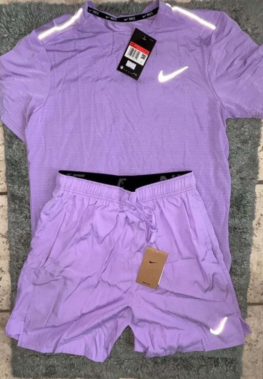 Nike Miler 1.0 T-Shirt and Shorts Lavender Athletic Set